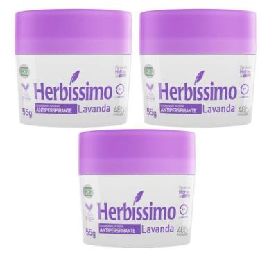 Imagem de Kit 3 Desodorante Creme Lavanda Herbíssimo 55G - Dana - Dana Cosmético