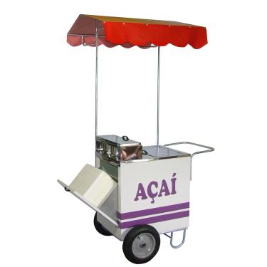 Imagem de Carrinho de Açai com caixa térmica em aço inox e rodas pneumática Mod 4217