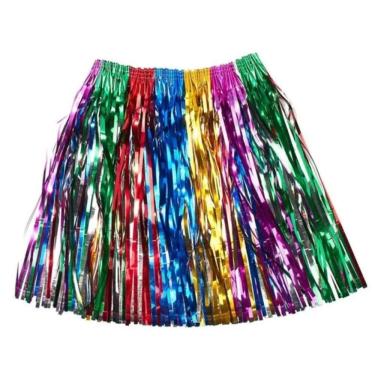 Imagem de Saia De Carnaval Havaiana Metalizada Colorida 40cm