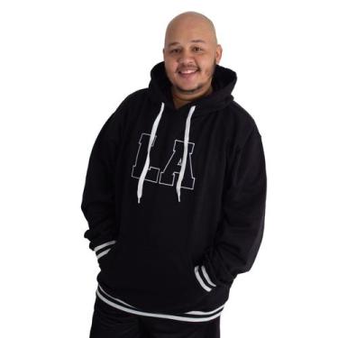 Imagem de Blusa Moletom Masculina Plus Size M10 Dunk LA, Preto,  G1