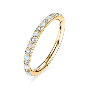 Imagem de AROWRO Anel de argola articulada CZ 20G 18G 16G 5/6/7/8/9/10/12 mm opala aço cirúrgico concha daith torre cartilagem tragus hélice brincos septo clicker piercing de nariz joias, Metal, outro