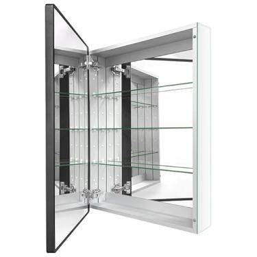 Imagem de FOMAYKO Gabinete de Medicamento para Banheiro de Alumínio de 55,88 cm x 76,20 cm; Suporte para Recipiente ou Superfície ... (2230B)