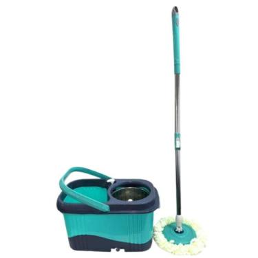 Imagem de Balde Spin Mop Quadrado 15litros com Esfregão Giratório Cesto Inox + 1