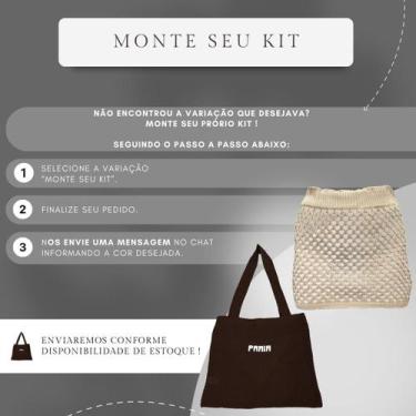 Imagem de Kit Saia ou Short Tricot Feminina com Bolsa Sacola de Praia Crochê - G