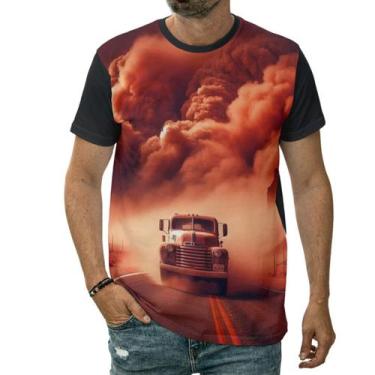 Imagem de Camiseta Carro Antigo Na Estrada Sob Cortina De Fumaça - Darkwood, 4 -
