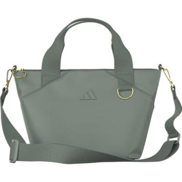 Imagem de adidas Mini tote (5l) bolsa tiracolo pequena compacta durável para viagem, Premium/Prata Verde/Dourado Metálico, One Size, Mini sacola feminina, bolsa transversal pequena