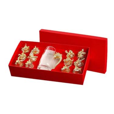 Imagem de FytStycale Vidro de vidro conjunto de bebidas alcoólicas de vidro de barra 12 chinês zodiacs cabeço de cabeça vinhos de vinho conjunto de vidro para