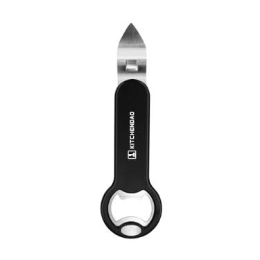 Imagem de KITCHENDAO Abridor magnético de garrafa e latas para geladeira, abridor manual de lata de aço inoxidável para líquido com coletor de tampas, cole na geladeira para fácil armazenamento, pode socar chave de igreja com ímã