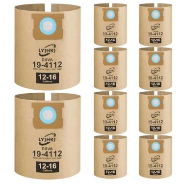 Imagem de Pacote com 10 sacos de vácuo DXVA19-4112, DXVA19-4102 para aspirador de pó DEWALT 12 a 16 galões, sacos descartáveis para aspirador de pó, bolsa de reposição