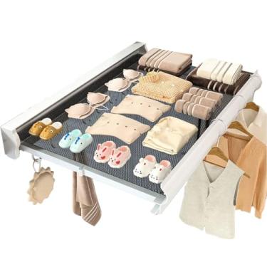 Imagem de Varal De Parede Varal Retrátil, Material De Alumínio Espacial, Malha Grossa, Com Ganchos Pequenos, Boa Ventilação(White,60CM)