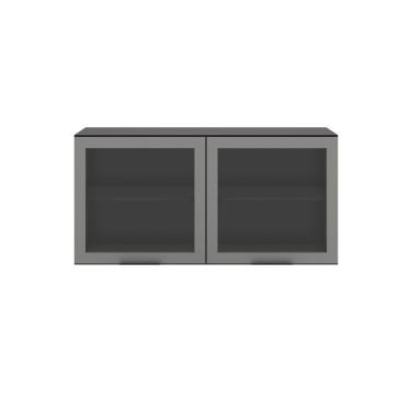 Imagem de Armário Aéreo Etna 120cm 2 Portas Vidro Fumê - Grafite Poliman