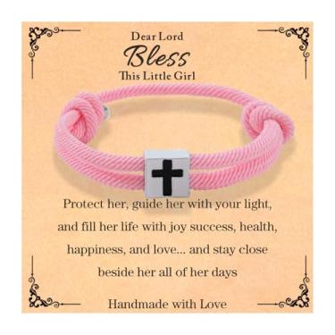 Imagem de JINYRSOC Presentes de Páscoa para adolescentes, meninas, meninos, crianças, joias cristãs, pulseira cruzada, batismo, comunhão, confirmação, Small, Aço inoxidável, Sem Pedra Preciosa