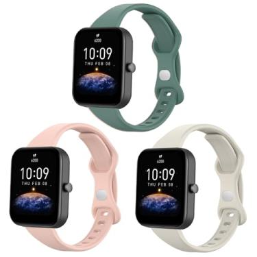 Imagem de Lzwldan Pacote com 3 pulseiras de relógio finas compatíveis com Amazfit GTS/GTS 2/GTS 2e/GTS 2 mini/GTS 3/GTS 4/GTS 4 mini, pulseira de silicone macio de 20 mm para Amazfit Bip/Bip U Pro/Bip 3/Bip 3