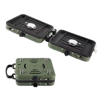 Imagem de Conjunto de fogão de acampamento portátil de 2 bocas, fogão a propano dobrável de 17200 BTU com tubo de entrada de ar e bolsa de armazenamento, dois queimadores ajustáveis, adequado para acampamento