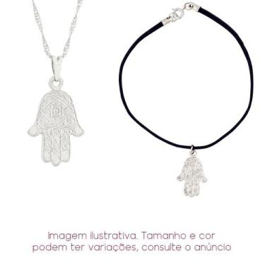 Imagem de Kit Mão de Fátima Hamsá Colar  + Pulseira camurça - Sunshine Cristais,