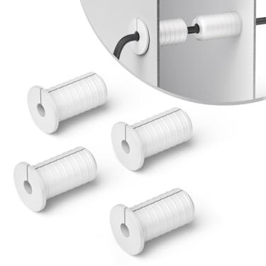Imagem de 4 peças de ilhós de parede de 1,9 cm para cabos Starlink branco antiderrapante Starlink ilhós de parede de 19 mm de diâmetro, kit de roteamento de cabos Starlink de 19 mm de diâmetro para proteção de