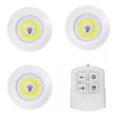 Imagem de Lâmpada Led Luminária Sem Fio Controle Remoto Kit C/3 Spots