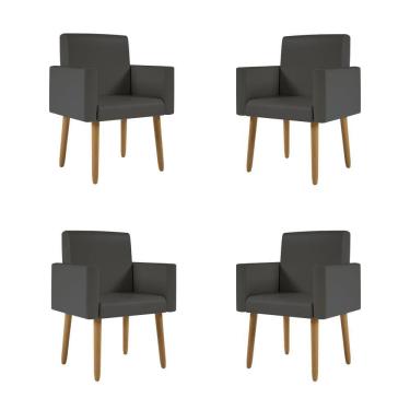 Imagem de Kit 4 Poltronas Nina Decorativa Recepção Sala Oferta Courino Cor: courino Cinza