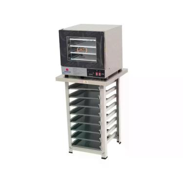 Imagem de Kit - Forno Turbo Elétrico Fast Oven PRP-004 Plus 127V Preto + Bancada MES-004 + 8 Assadeiras - Progás