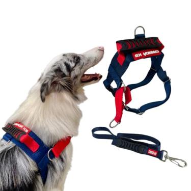 Imagem de Coleira Peitoral Anti-puxão com Guia para Cães Fortes Tamanho M - Canadá K9 (azul marinho)