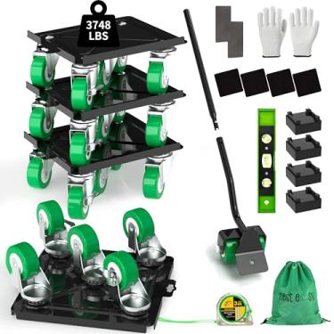 Imagem de Nest Easy Carrinho De Móveis Para Serviços Pesados Nesteasy Atualizado, Com Rotação 360° E 5 Rodas, Movimentação Em Aço-Liga, Capacidade Carga Até 3748 Lbs/1700 Kg, Fita Métrica Nivelador (6,9 X 6,5