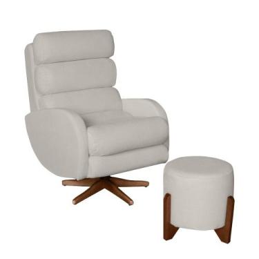 Imagem de Poltrona Amamentação Maitê Premium Com Balanço Puff Redondo - Bebê Com