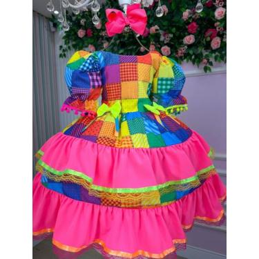 Imagem de Vestido Junino Banana Club Luxo Rubia Arraia Quermesse Julino, 1, Rose