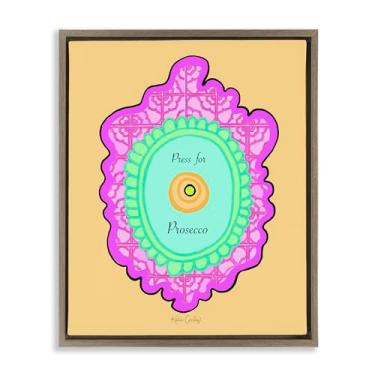 Imagem de Stupell Industries Press For Prosecco Button Brown Framed Floater Canvas Wall Art, design por Katie Conley, 25 x 31