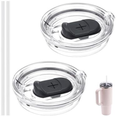 Imagem de Bluwing Tampa de substituição de 850 g para copo Stanley, 2 peças de tampa à prova de derramamento para copo Stanley Quencher H2.0 FlowState, tampa reutilizável à prova de poeira (pacote com 2)