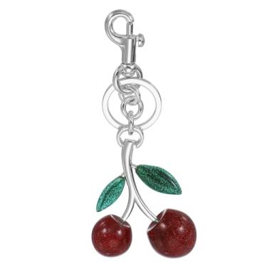 Imagem de PATIKIL Chaveiro de cereja para mulheres, bolsa, charmoso, acessórios de cereja com chaveiros e clipe para bolsa de mão, anel de carro, vermelho-prata, 5.51 x 2.17 inch (LxW), Metal, Sem Pedra