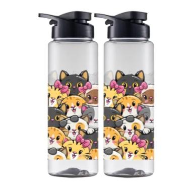 Imagem de Kit 2 Garrafinhas De Agua Squeeze infantil 750ml Esporte Escritório Escola Personalizado Diversos (MIX CAT)