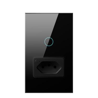 Imagem de Interruptor Inteligente WiFi com Tomada Led 1Botão，Wi-fi Smart Home，Controle Remoto de Eletrodomésticos Por Celulares，nterruptor Cronometrado，Interruptor Touch