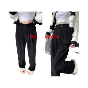 Imagem de Calça Feminina Cintura Alta com Perna Larga - Estilo Gótico Coreano, B