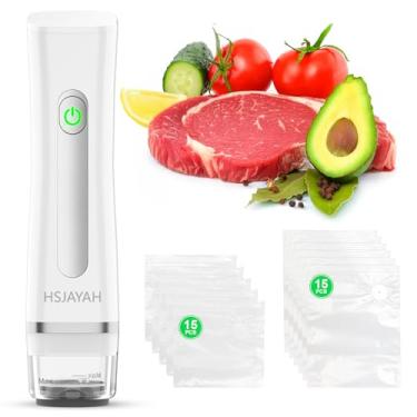 Imagem de HSJAYAH Seladora a vácuo com 30 sacos, seladora portátil com tanque de água visível, portátil para frescor 6x, sous vide e armazenamento de cozinha
