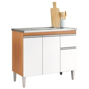 Imagem de Balcão de Pia Tatiane 100cm Amêndoa Branco - AJL - AJL Móveis