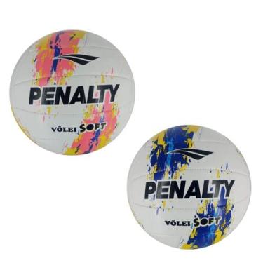 Imagem de Kit 02 Bolas De Vôlei Penalty Soft XXIII, Azul, Rosa