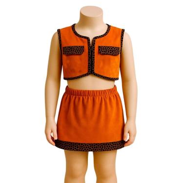 Imagem de Conjunto Country Infantil Feminino Camisa Com Franja Cowgirl Saia Veludo