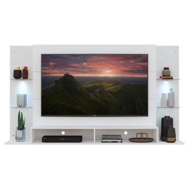 Imagem de Painel Com Suporte Tv 60´´ e 2 Leds Prateleiras De Vidro