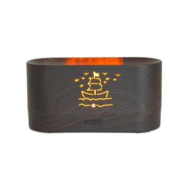 Imagem de Difusor de Aromas e Umidificador de Ar, 200ml, Design Barco com LED, Controle Remoto, Bivolt, Mogno