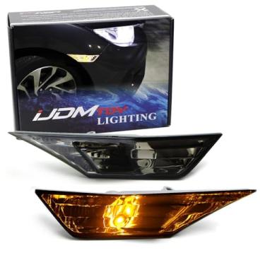 Imagem de iJDMTOY Kit de luz de marcador frontal de lâmpada LED âmbar com lente fumada JDM compatível com Honda Civic Sedan/Coupe/Hatchback de 2016, substitui lâmpadas de marcação lateral âmbar OEM