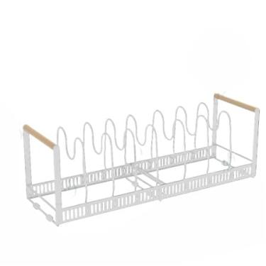 Imagem de Escorredor De Pratos Porta LouçAs Panelas Tampas Com Suporte AjustáVel Para Cozinha(13 Divisores-Branco)