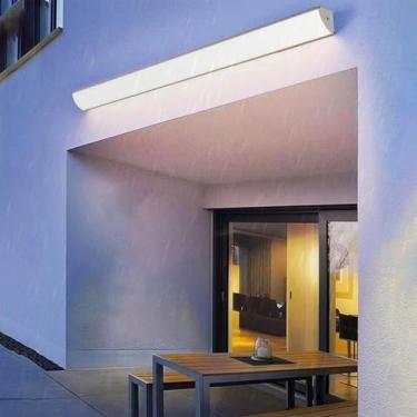 Imagem de Luminária de parede de jardim ao ar livre moderna luzes de parede LED interna/externa IP65 à prova de chuva alumínio acrílico 3000K/4000K/6500K para corredor pátio varanda (luz quente prata, 30 cm)