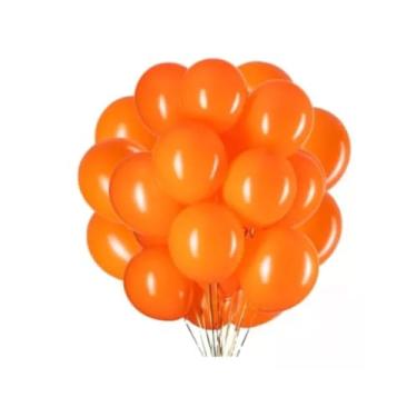 Imagem de Balão Colorido Tamanho 9 Liso Bexiga Aniversário 50un Festa (Laranja)
