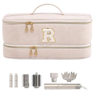 Imagem de ELCUPA Bolsa de viagem personalizada inicial para secador de cabelo de camada dupla compatível com Shark FlexStyle/SmoothStyle, Dysson Airwrap e Superpersonic – Organizador de ferramentas de cabelo