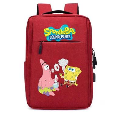 Imagem de Mochila Bolsa MediInfantil com USB Estampa Esponja Divertida Amarela p