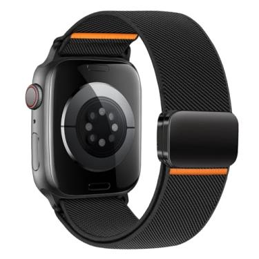 Imagem de Pulseiras masculinas de nylon para Apple Watch Ultra 2 de 49 mm, 46 mm, 45 mm, 44 mm e 42 mm, pulseira esportiva elástica de tecido elástico para Apple Watch séries 10 9 8 7 6 5 4 3 SE Ultra2/Ultra