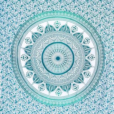 Imagem de MOMOMUS Toalha de praia grande sem areia – Design mandala – Ideal como cobertor, toalha sem sarongue e areia para a praia em grandes dimensões – Turquesa, 210 x 230 cm