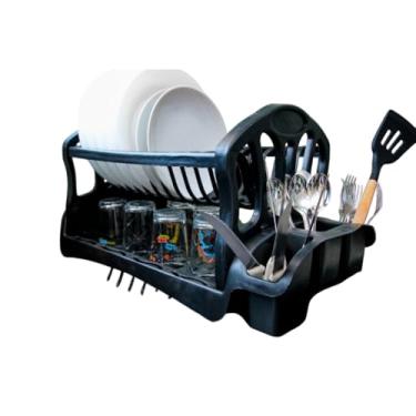 Imagem de Escorredor Duplo de Louças 13 Pratos, Porta Talher e Copo Para Cozinha