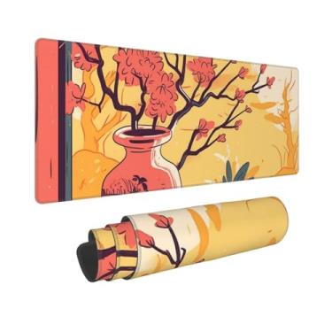 Imagem de Arranjo de flores grande grande mousepad impermeável com bordas costuradas base de borracha antiderrapante teclado de computador almofada de mesa para mulheres homens trabalho de escritório 80 x 30 cm