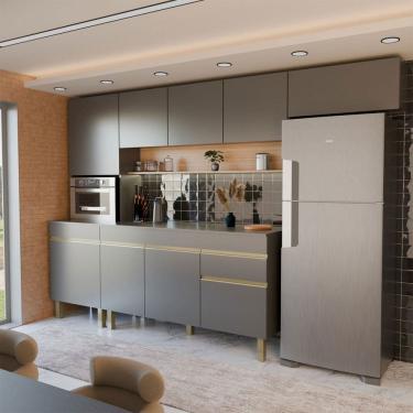 Imagem de Cozinha Completa Silvia 9 Portas 1 Gaveta Gris/Freijó - Panorama Móveis